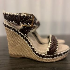 Tory Burch Lilah Brown Espadrille Wedge. Size 38 Euro/7.5 US. Brand New w/o tag.